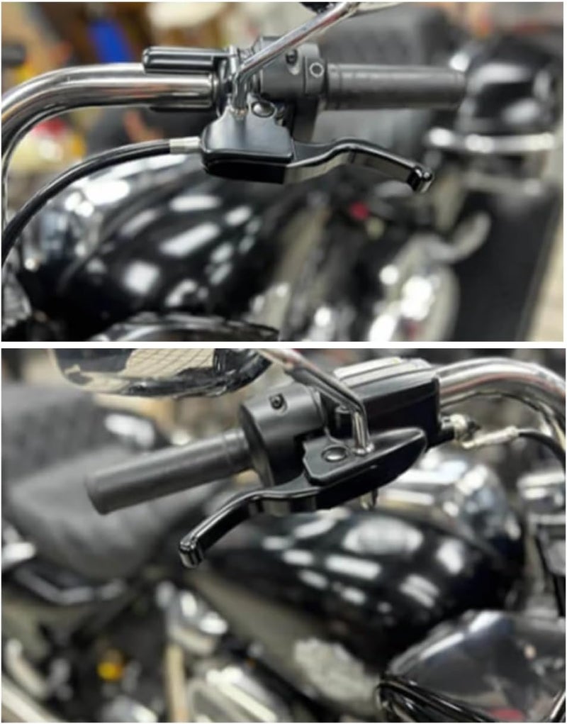 FVMOTO 3 Finger 5.9" CNC Shorty Hand Control Lever Kit - Brake & Clutch Levers for Harley Touring (21+ with Spring) - Black Aluminum, Chrome Finish - Image 3